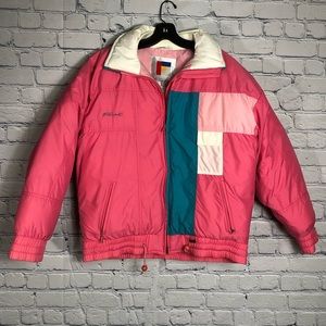 Vtg 80s Pink Retro Ski Puffer Jacket